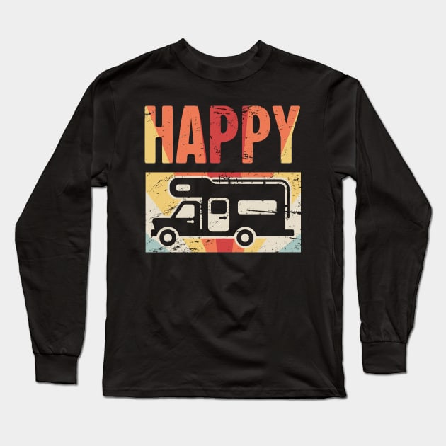 Happy Camper | Retro RV Long Sleeve T-Shirt by MeatMan